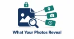 Heic metadata on iphone illustrated as a photo file with location, camera and time tags