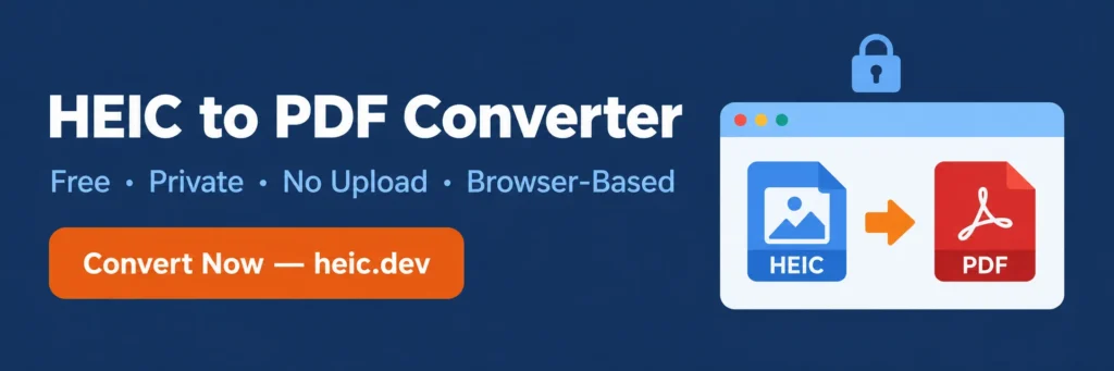 Heic To Pdf: How To Turn Iphone Photos To Documents 4 Heic. Dev heic to pdf converter banner — free, private, browser-based conversion with no upload