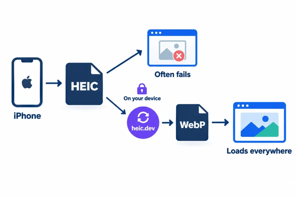 Heic Vs Webp: Which Is Better For Web Images? 2 Side-by-side comparison of heic vs webp image formats for web use with padlock icon